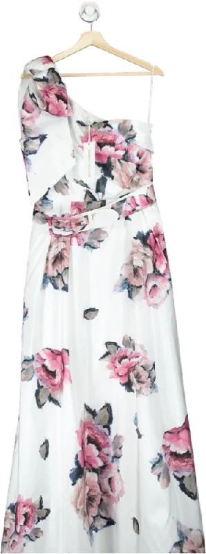 Rebecca Vallance White Floral One-Shoulder Maxi Dress UK 14