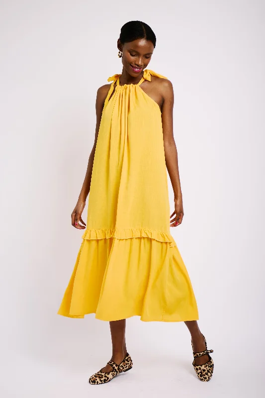 Tie Strap Swing Sun Dress in Mango