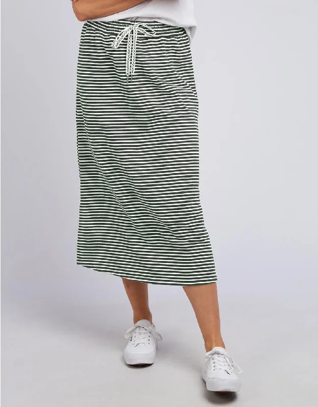 Travel Skirt - Khaki & White Stripe