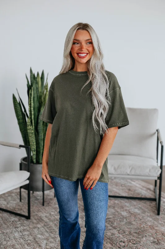 Zayda Basic Tee - Dark Olive