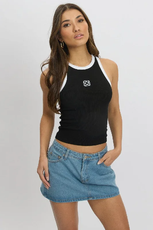 Black Rib Tank Sleeveless