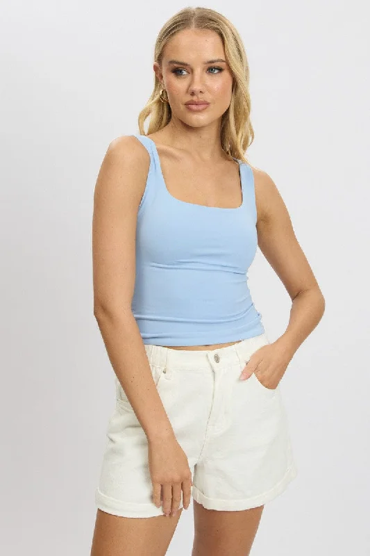 Blue Tank Top Sleeveless Supersoft