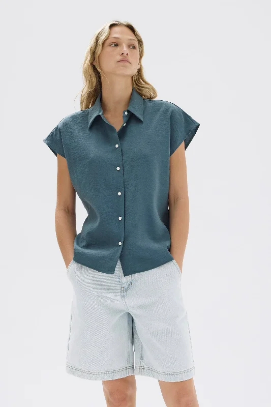 Heather Silk Short Sleeve Shirt