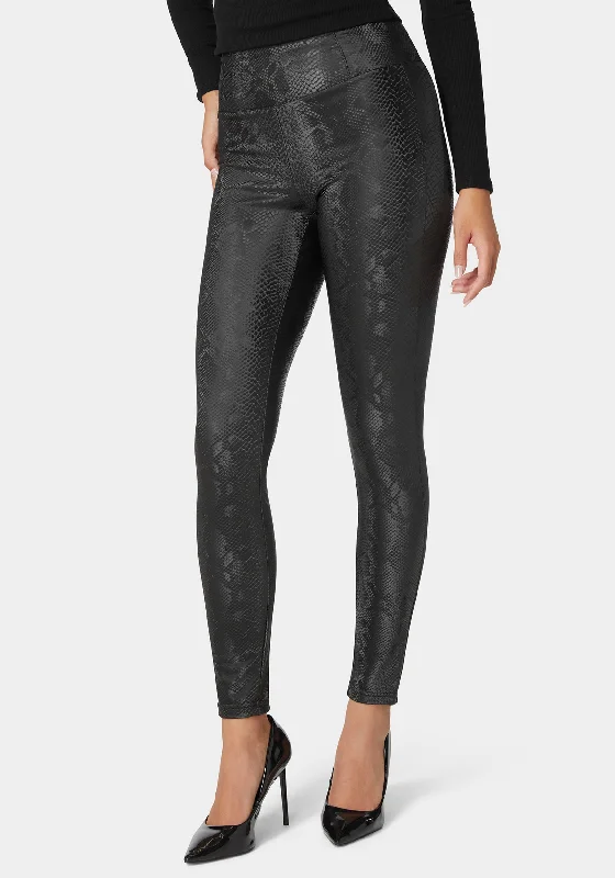 High Waist Embossed Vegan Leather Legging