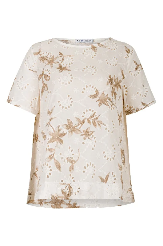 Made in Italy 100% Cotton Top | Sand Leaves | 0304A1