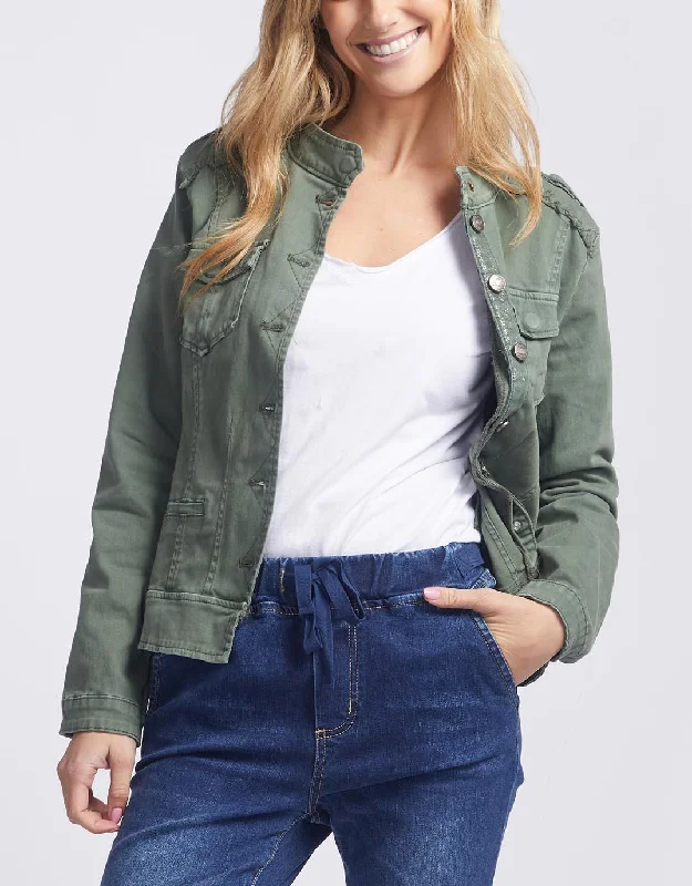 Military Denim Jacket - Khaki