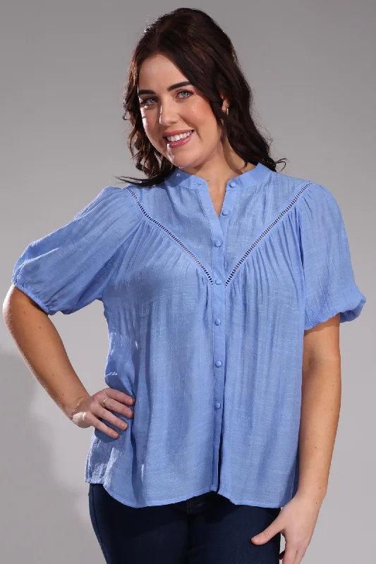 Top with ladder lace detail | SOFT BLUE | 8824A1