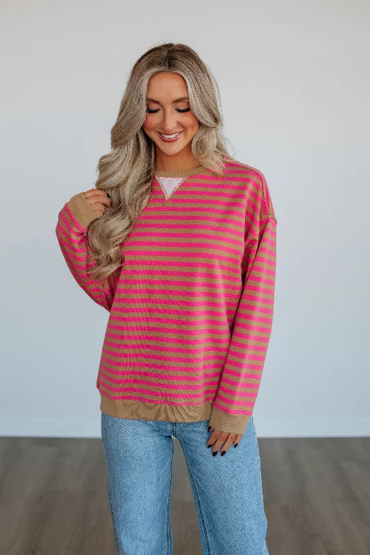 Kamryn Striped Pullover - Punch