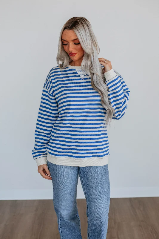 Kamryn Striped Pullover - Royal Blue