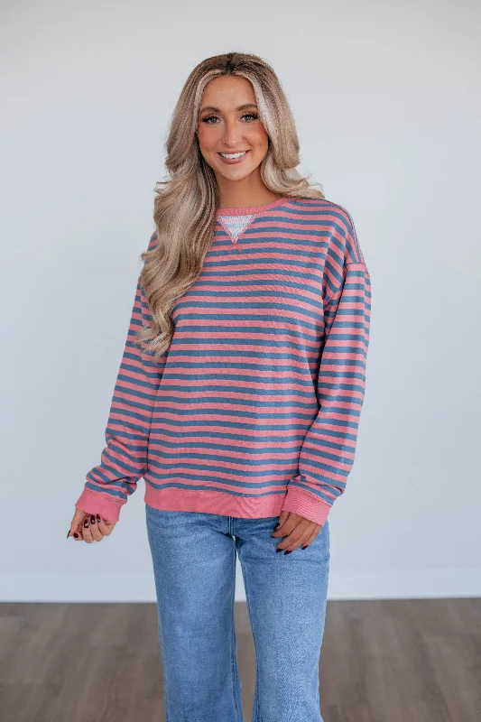 Kamryn Striped Pullover - Watermelon