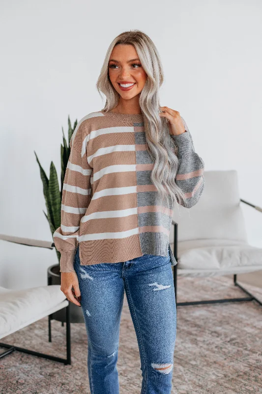 Modina Striped Sweater - Taupe