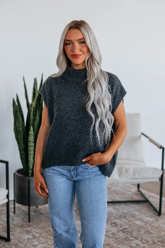 Rhena Sweater Top - Charcoal